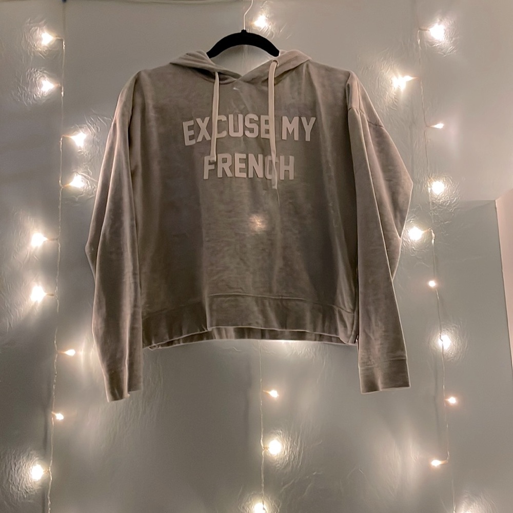 A gray crop top hoodie from Forever 21
